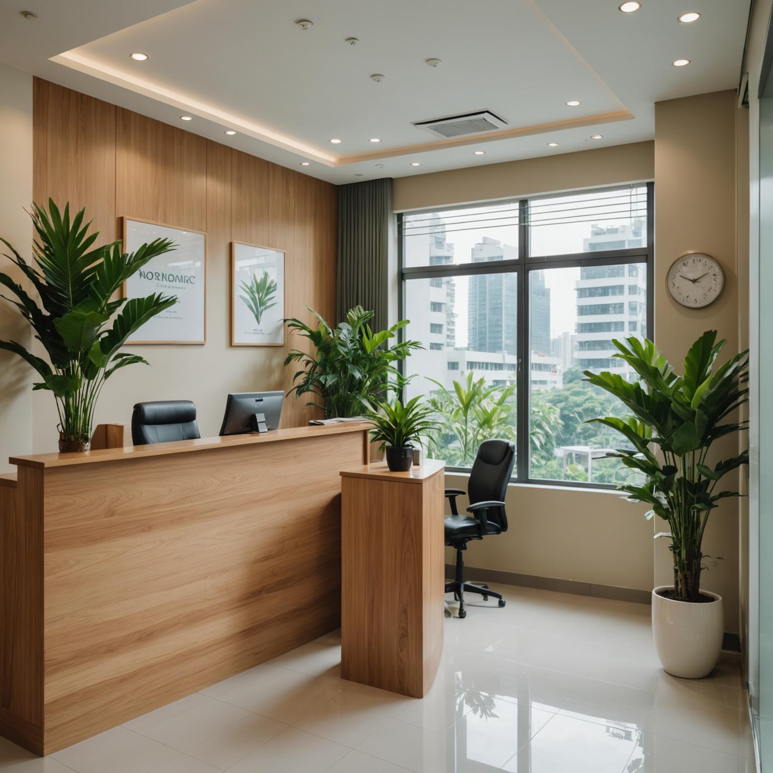 Reception desk of a small Kuala Lumpur office maintained by Bayleaf